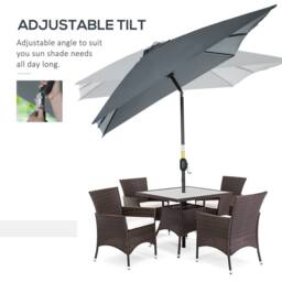 OUTSUNNY 3x2m Patio Umbrella Canopy Tilt Crank Rectangular Sun Shade Steel in Dark Grey - thumbnail 4