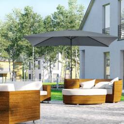 OUTSUNNY 3x2m Patio Umbrella Canopy Tilt Crank Rectangular Sun Shade Steel in Dark Grey - thumbnail 1