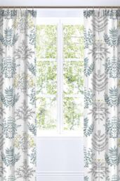 Dreams & Drapes 'Emily' Botanical Print Pair of Pencil Pleat Curtains in Duck Egg Blue - Size: 168 cm width x 183 cm drop - thumbnail 1