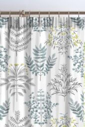 Dreams & Drapes 'Emily' Botanical Print Pair of Pencil Pleat Curtains in Duck Egg Blue - Size: 168 cm width x 183 cm drop - thumbnail 2