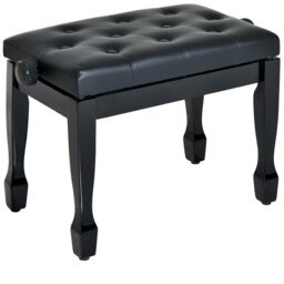 HOMCOM Classic Digital Keyboard Piano Bench Padded Seat Stool Solid Wooden in Black - thumbnail 2