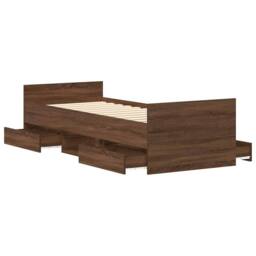Berkfield Home Bed Frame with Headboard & Footboard Brown Oak 75x190 cm Small - Size: Small Single - thumbnail 6