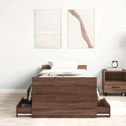 Berkfield Home Bed Frame with Headboard & Footboard Brown Oak 75x190 cm Small - Size: Small Single - thumbnail 3