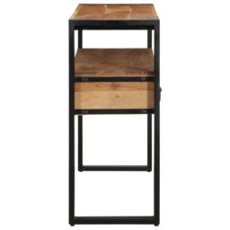 Berkfield Home End Tables Black 120x33x75 cm Solid Acacia Wood & Metal in Brown - Size: 120 x 33 x 75 cm - thumbnail 6