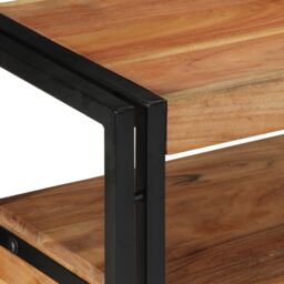 Berkfield Home End Tables Black 120x33x75 cm Solid Acacia Wood & Metal in Brown - Size: 120 x 33 x 75 cm - thumbnail 8