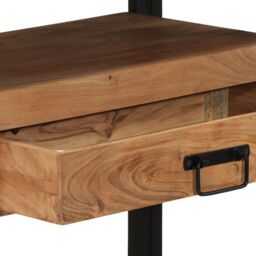 Berkfield Home End Tables Black 120x33x75 cm Solid Acacia Wood & Metal in Brown - Size: 120 x 33 x 75 cm - thumbnail 9