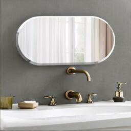 Pirlo Plush Frameless Wall Large Oval Vanity Mirror For Bedroom, Bathroom, Living Room in Clear - thumbnail 2