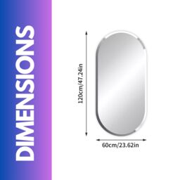 Pirlo Plush Frameless Wall Large Oval Vanity Mirror For Bedroom, Bathroom, Living Room in Clear - thumbnail 6