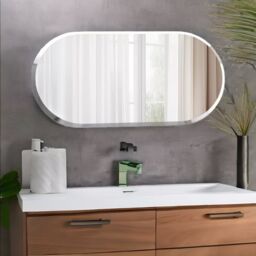Pirlo Plush Frameless Wall Large Oval Vanity Mirror For Bedroom, Bathroom, Living Room in Clear - thumbnail 1