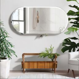 Pirlo Plush Frameless Wall Large Oval Vanity Mirror For Bedroom, Bathroom, Living Room in Clear - thumbnail 3