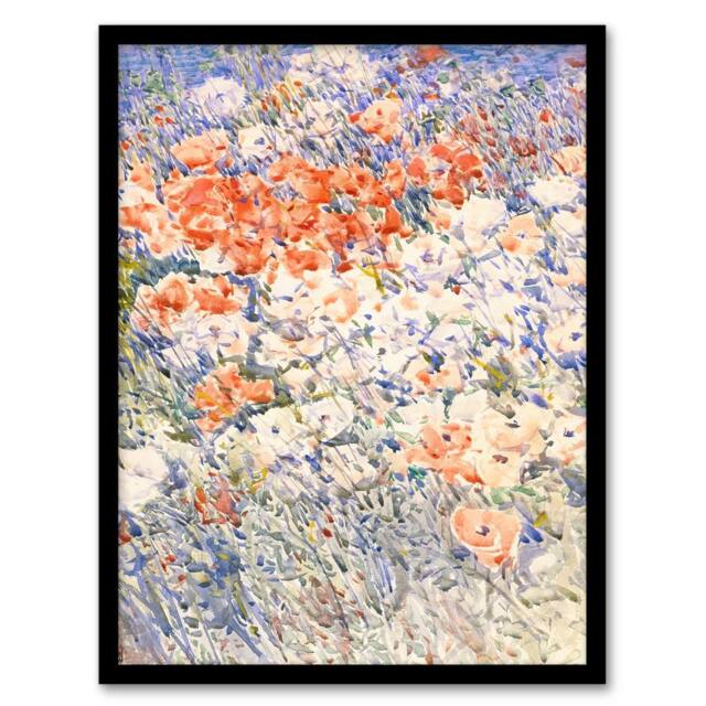 Artery8 Childe Hassam Framed Wall Art Print The Island Garden Spring Flowers - Size: A4 - image 1