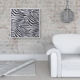 Warren Reed - Designer Zebra Texture Pattern Framed Canvas in Off-White - Size: w10 inch x h10 inch - thumbnail 2