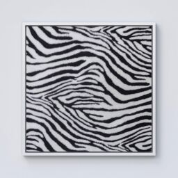 Warren Reed - Designer Zebra Texture Pattern Framed Canvas in Off-White - Size: w10 inch x h10 inch - thumbnail 1