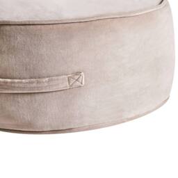 Wyld and Coco Glam Velvet Ottoman Pouffe Light Brown Round with Handle - thumbnail 5