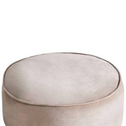 Wyld and Coco Glam Velvet Ottoman Pouffe Light Brown Round with Handle - thumbnail 3