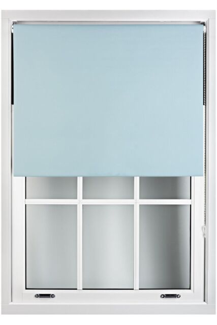 Furnished Duck Egg Blue Blackout Roller Blinds - Trimmable Window Shade for Home & Office - Size: 45 cm width x 210 cm drop - image 1