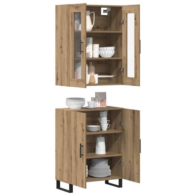 Berkfield Home Highboard Artisan oak Two-piece set Engineered wood in Brown - image 1