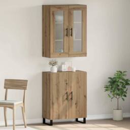 Berkfield Home Highboard Artisan oak Two-piece set Engineered wood in Brown - thumbnail 2