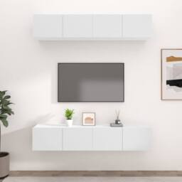 Berkfield Home TV Cabinets 4 pcs White 80x30x30 cm Engineered Wood - Size: 80 x 30 x 30 cm - thumbnail 2
