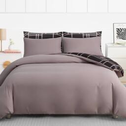 Grace Premium Microfiber Duvet Cover Set Lightweight & Breathable in Light Brown - Size: King - thumbnail 2