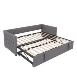 BTM Grey 3ft Upholstered Daybed with Trundle & Charging Station - thumbnail 9