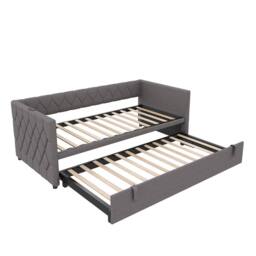 BTM Grey 3ft Upholstered Daybed with Trundle & Charging Station - thumbnail 7
