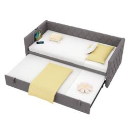 BTM Grey 3ft Upholstered Daybed with Trundle & Charging Station - thumbnail 5