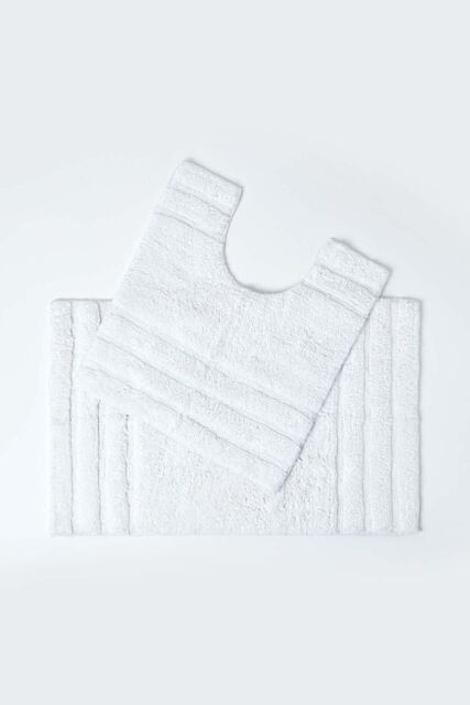 Homescapes Spa Supreme Luxury Bath Mat & Pedestal Set in White - image 1
