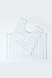 Homescapes Spa Supreme Luxury Bath Mat & Pedestal Set in White