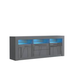 Mex Furniture LTD TV Unit Shine 160cm - Dark Grey with Gloss Doors & LED Lights - thumbnail 9