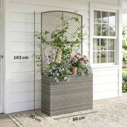 Kelvenix Dark Grey Rattan Planter with Trellis & Liner - Size: 100g - thumbnail 2