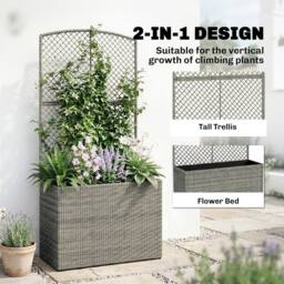 Kelvenix Dark Grey Rattan Planter with Trellis & Liner - Size: 100g - thumbnail 3