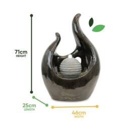 Gardenwize Solar Baroque Style Water Feature With Battery Back up in Dark Brown - thumbnail 2