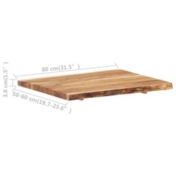 Berkfield Home Table Top Solid Acacia Wood 80x(50-60)x3.8 cm in Brown - thumbnail 4