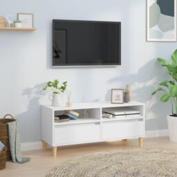 Berkfield Home TV Cabinet White 100x34.5x44.5 cm Engineered Wood - thumbnail 1