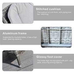 Direct Wicker Garden Aluminum Rattan Bistro Set, Round Table & 2 Armchairs in Grey - Size: 2 Person - thumbnail 3
