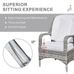 Direct Wicker Garden Aluminum Rattan Bistro Set, Round Table & 2 Armchairs in Grey - Size: 2 Person - thumbnail 2