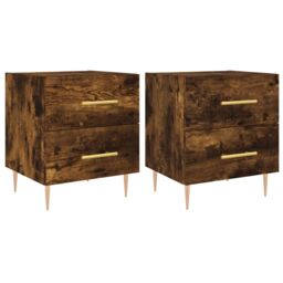 Berkfield Home Bedside Cabinets 2 pcs Smoked Oak 40x35x47.5 cm Engineered Wood in Brown - thumbnail 2