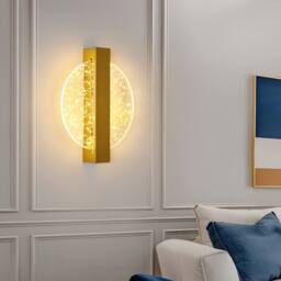 Goeco LED Wall Lights Gold, 12 W, Round Acrylic Wall Lamp, Three-color light in Gold
