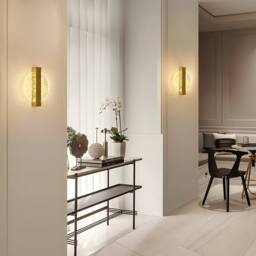 Goeco LED Wall Lights Gold, 12 W, Round Acrylic Wall Lamp, Three-color light in Gold - thumbnail 5