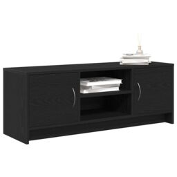 Berkfield Home TV Cabinet Black Oak 102x30x37.5 cm Engineered Wood - thumbnail 4