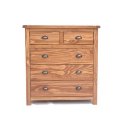 Cabinet Bits Padua 5 Drawer Chest of Drawers Brass Cup Handle in Brown