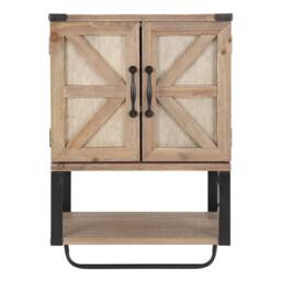 KORVIXA Brown Wall Mounted Bathroom Storage Cabinet