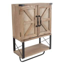 KORVIXA Brown Wall Mounted Bathroom Storage Cabinet - thumbnail 3