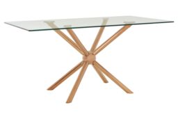 Distinctive Rectangular Rose Gold Dining Table, Contemporary Kitchen Table For Breakfast, Lunch, Dinner