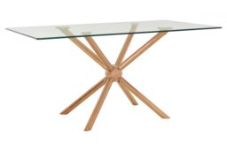 Orsina Distinctive Rectangular Rose Gold Dining Table, Contemporary Kitchen Table For Breakfast, Lunch, Dinner