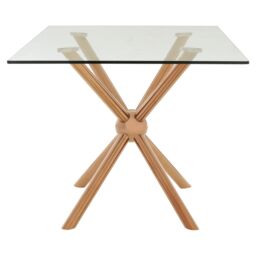 Orsina Distinctive Rectangular Rose Gold Dining Table, Contemporary Kitchen Table For Breakfast, Lunch, Dinner - thumbnail 3