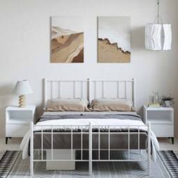 Berkfield Home Metal Bed Frame with Headboard & Footboard White 150x200 cm Kin… - Size: King - thumbnail 1