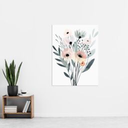 "Artery8 Abstract Pastel Colour Anemone Flower Bouquet Wall Art Print in Pale Green - Size: W24"" x H32""" - thumbnail 4