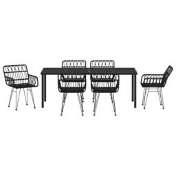 Berkfield Home 7 Piece Garden Dining Set Black Poly Rattan - thumbnail 7